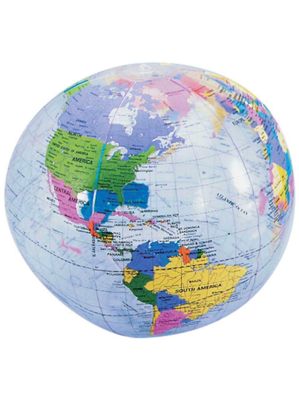 16" Inflatable Clear See Through Globe Printed Beach Ball Toy Decoration